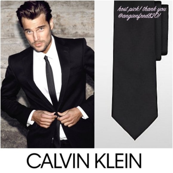 Calvin Klein Other - NEW Calvin Klein Slim Skinny Solid Black Silk Tie